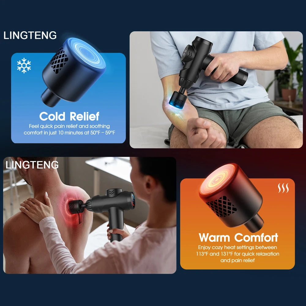 LINGTENG Hot And Cold Deep Tissue Massage Gun For Muscle Relaxation