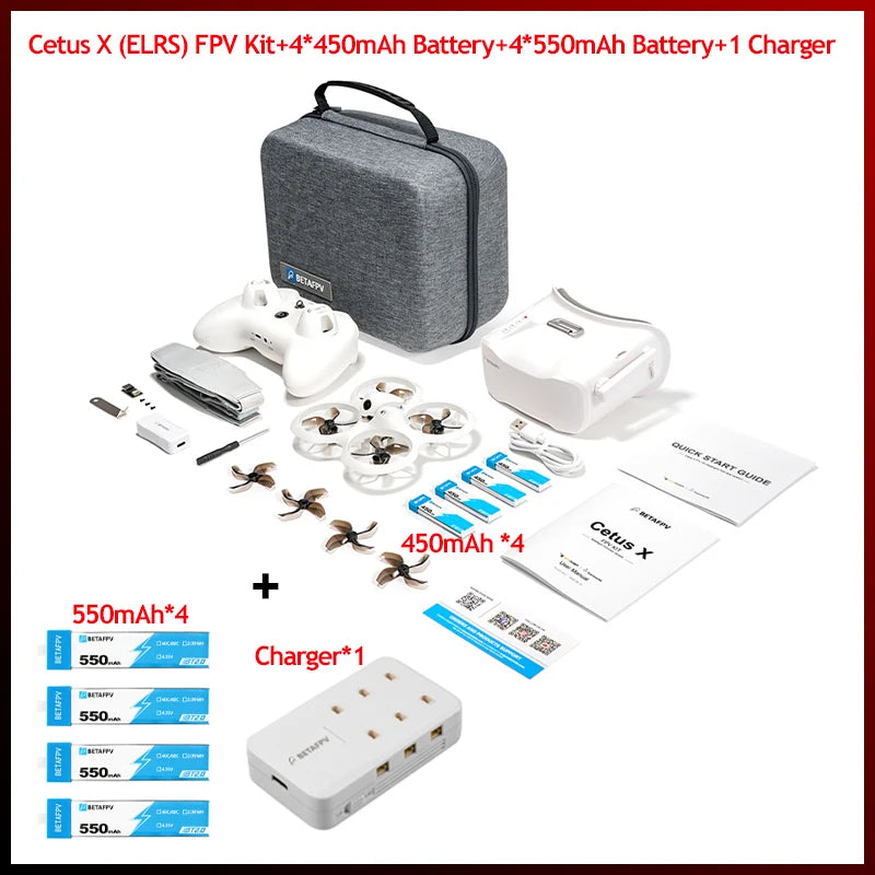 BETAFPV Cetus X FPV Racing Drone Kit With VR03 Goggles and Transmitter