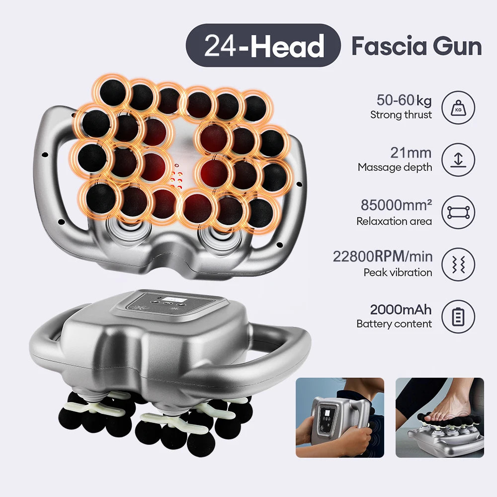 Foreverlily 24 Head Fascia Massage Gun for Muscle Relaxation