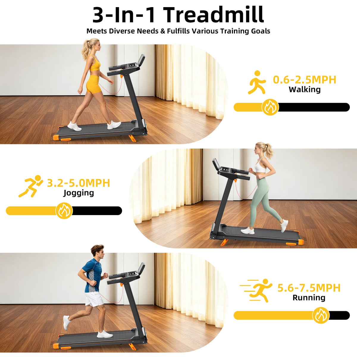 Foldable Walking Pad Treadmill With Incline And HIIT Modes