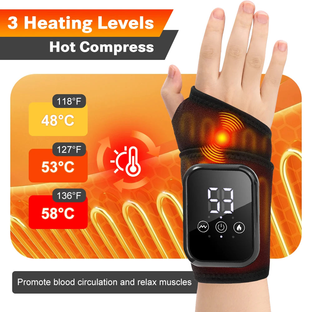 Agdoad Electric Heating Wrist Massager With Vibration Brace Support