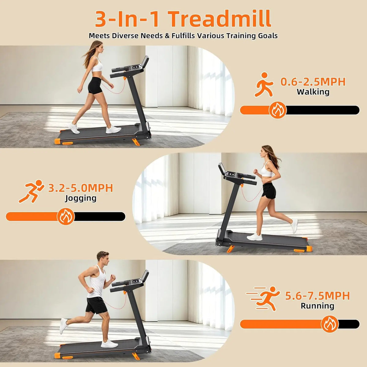Compact Foldable Walking Treadmill Featuring Adjustable Incline And Led Display