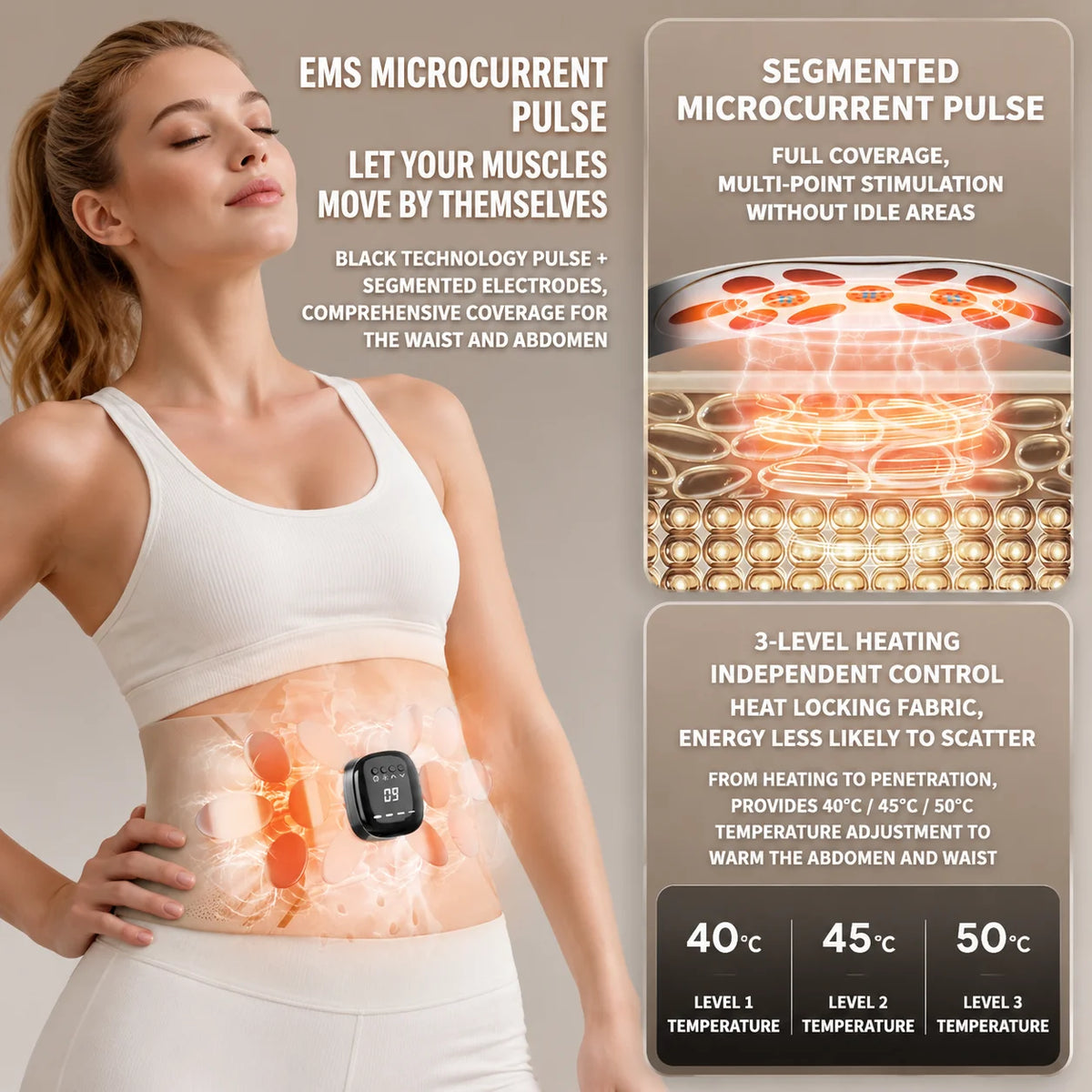 Jitesy Red Blue Light EMS Abdominal Muscle Stimulator Belt