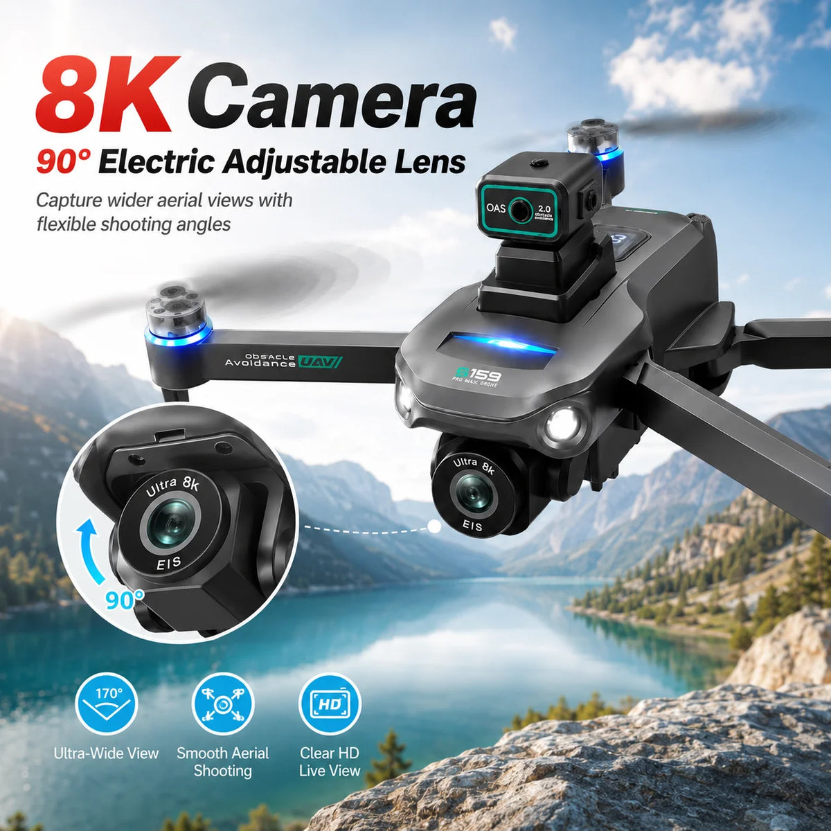 Znlyrion S159 GPS Drone With 8K Camera And Obstacle Avoidance