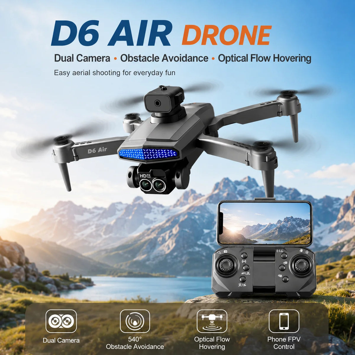 ZNLYRION D6 Foldable 4K Camera FPV Drone With Optical Flow