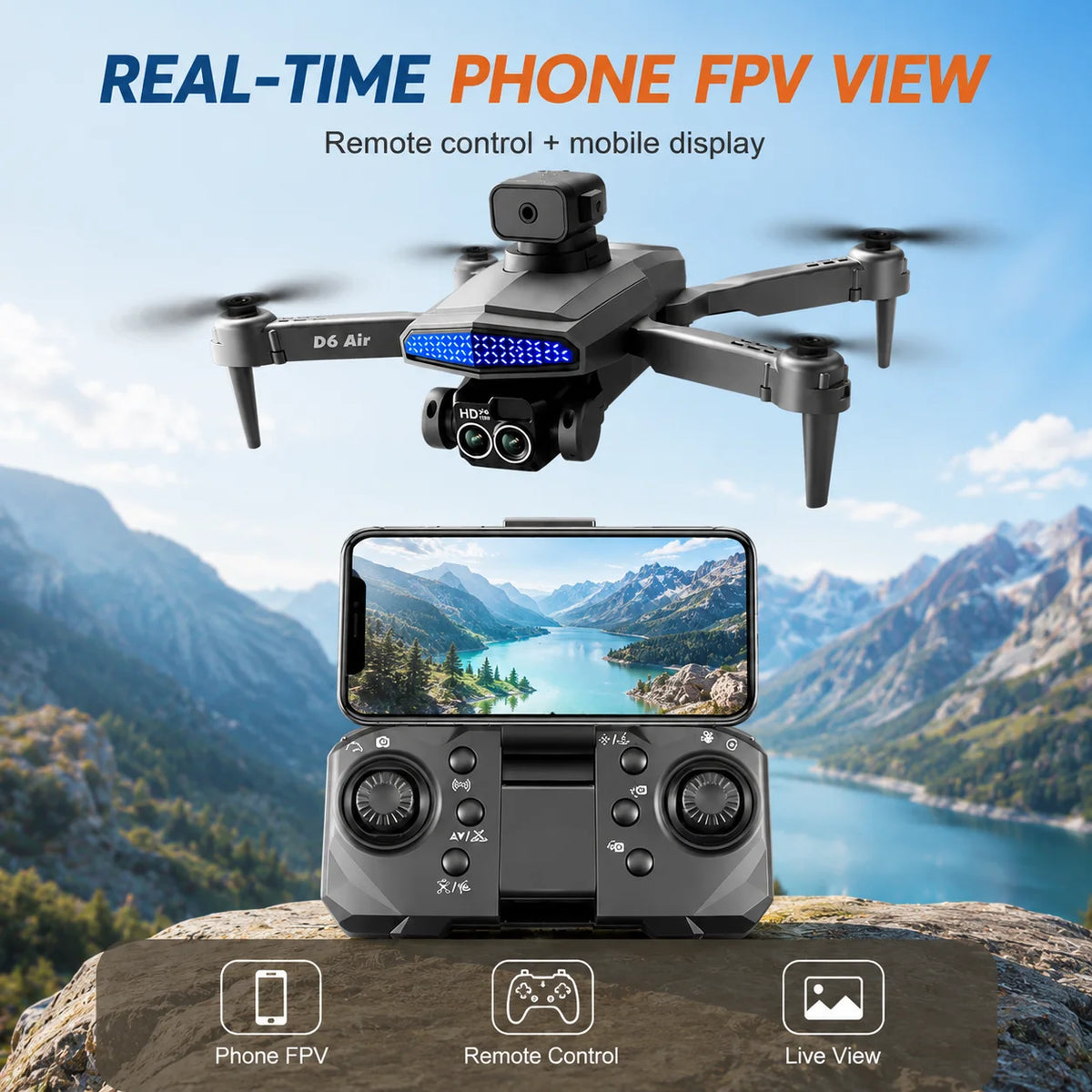 ZNLYRION D6 Foldable 4K Camera FPV Drone With Optical Flow