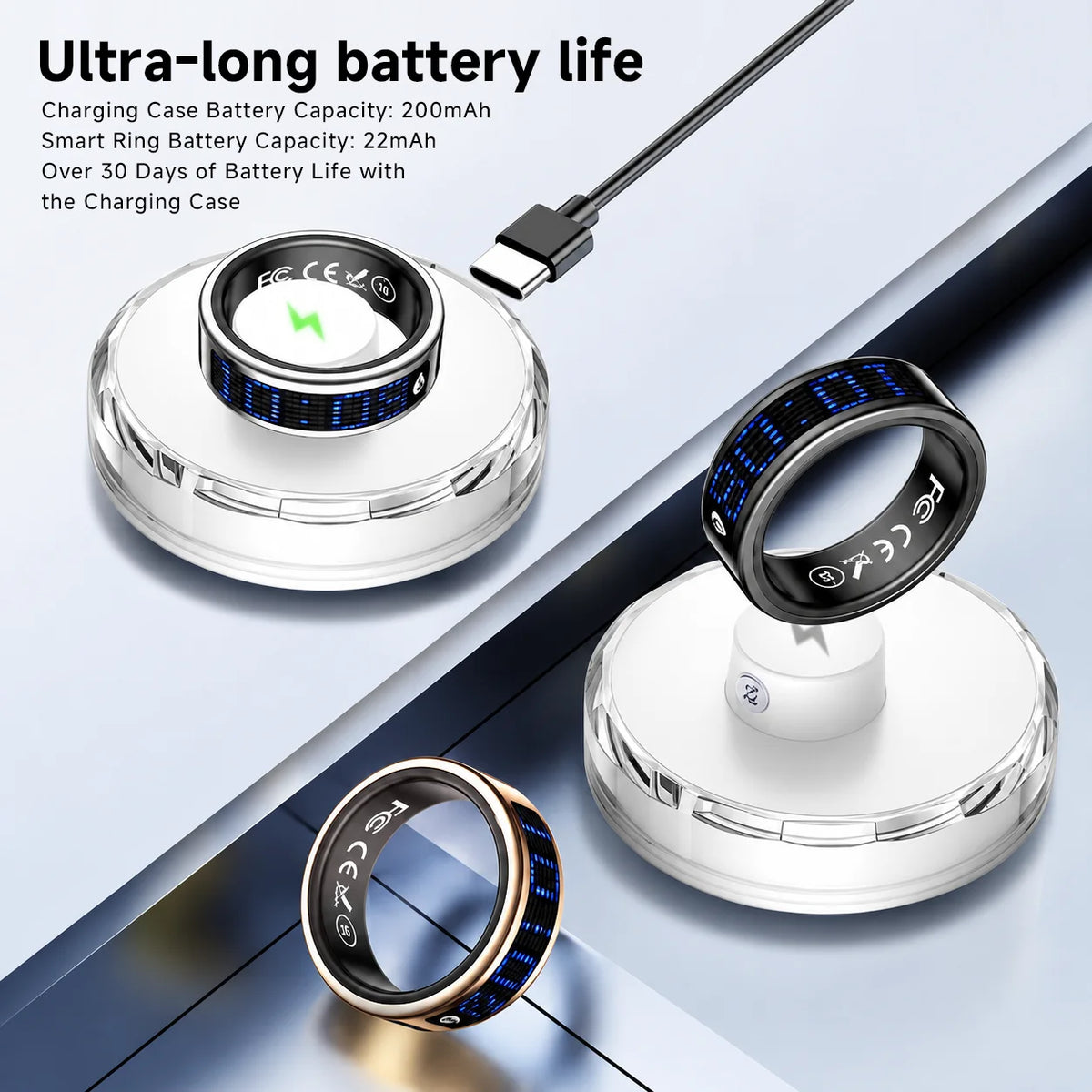 Ola Esporte Smart Ring With LED Display And Health Monitoring