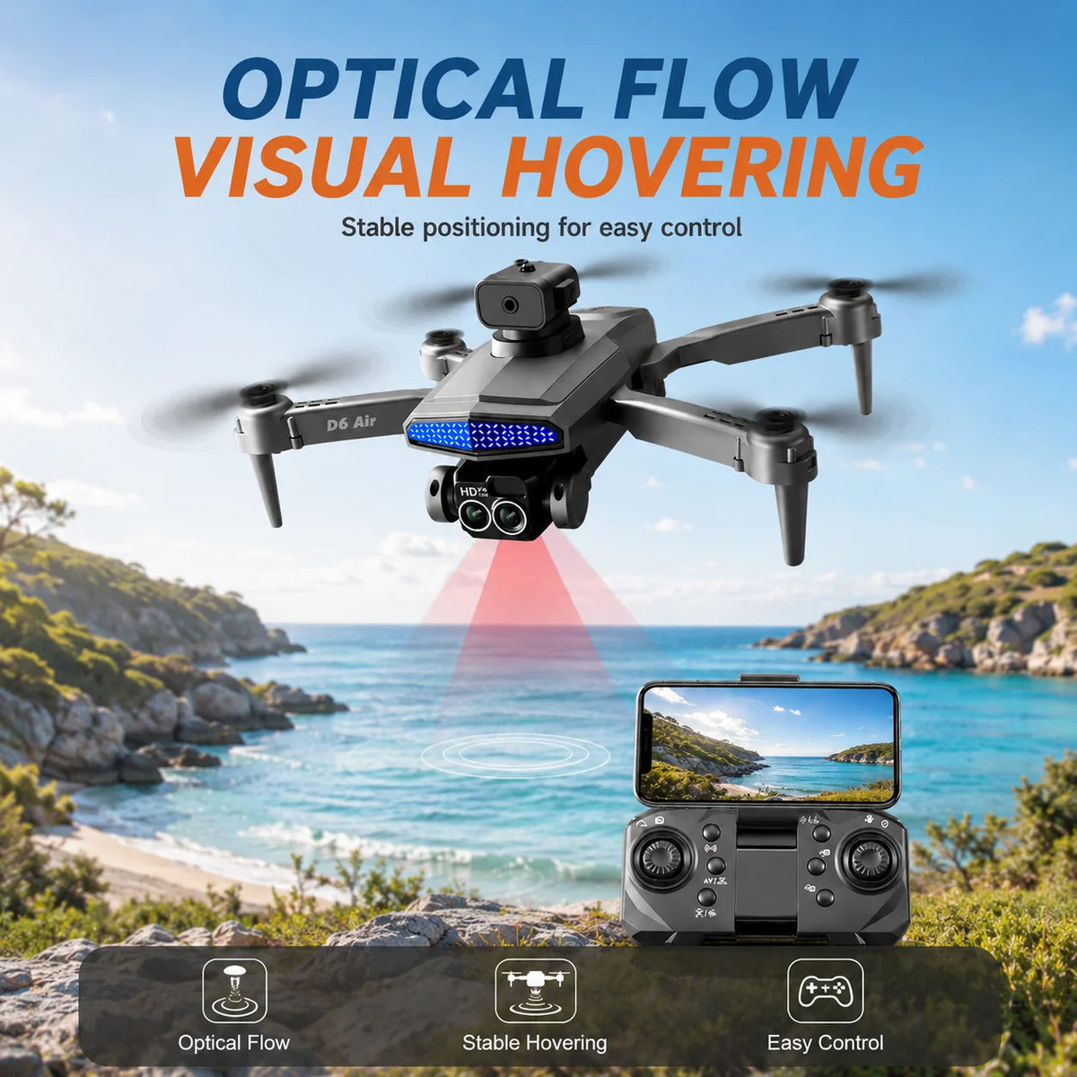 ZNLYRION D6 Foldable 4K Camera FPV Drone With Optical Flow