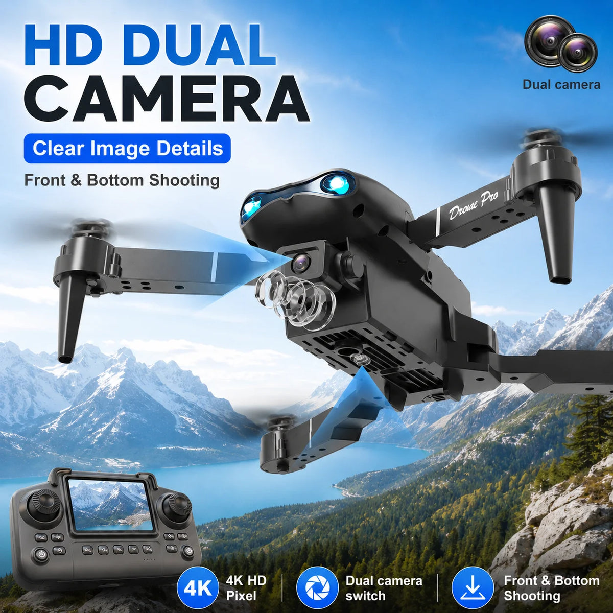 ZNLYRION 4K Dual Camera Foldable RC Drone With Intelligent Flight