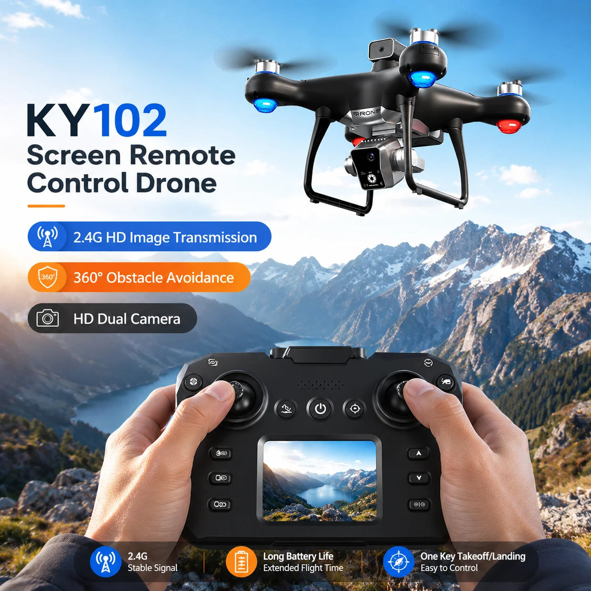 ZNLYRION Brushless Obstacle Avoidance HD Dual Camera RC Quadcopter