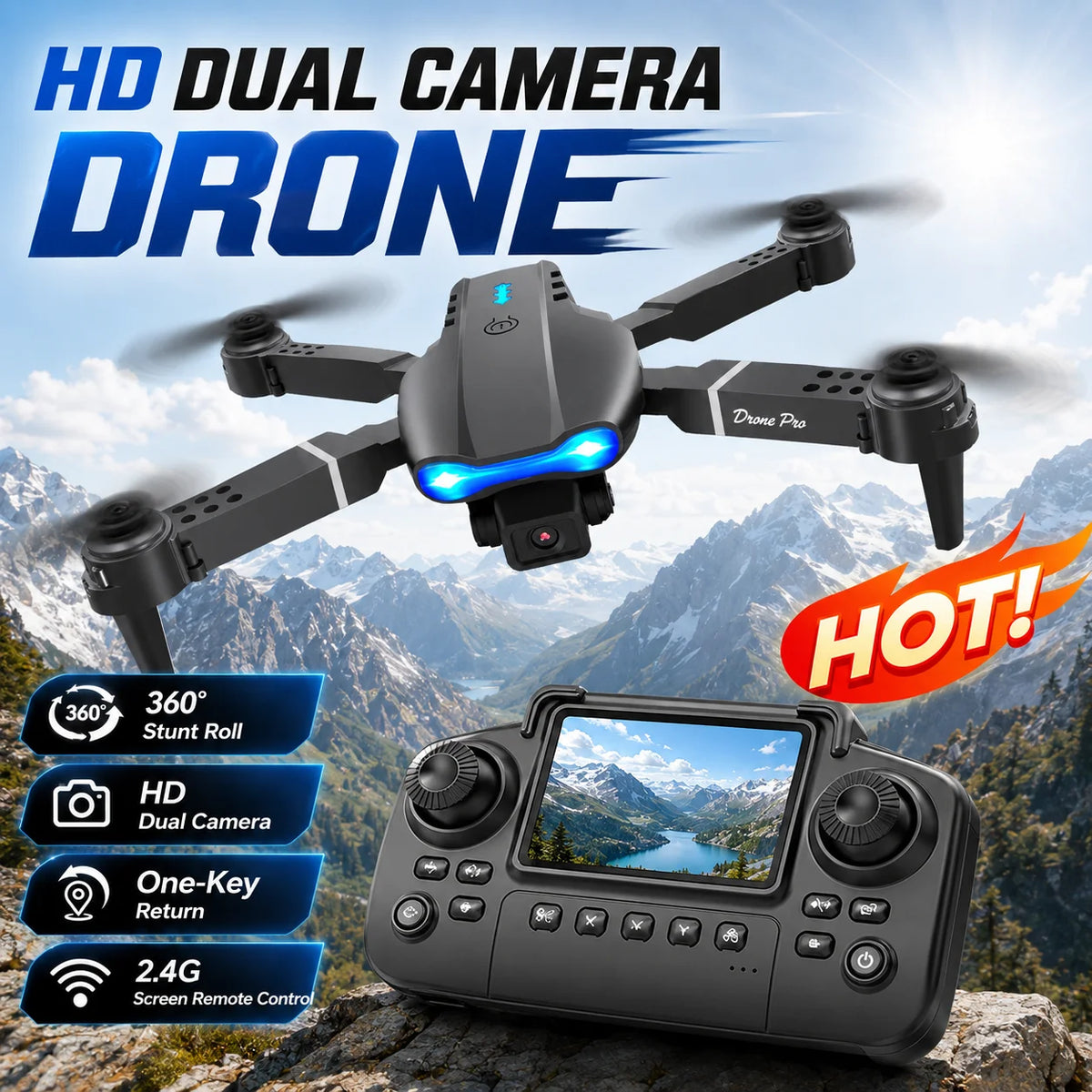 ZNLYRION 4K Dual Camera Foldable RC Drone With Intelligent Flight