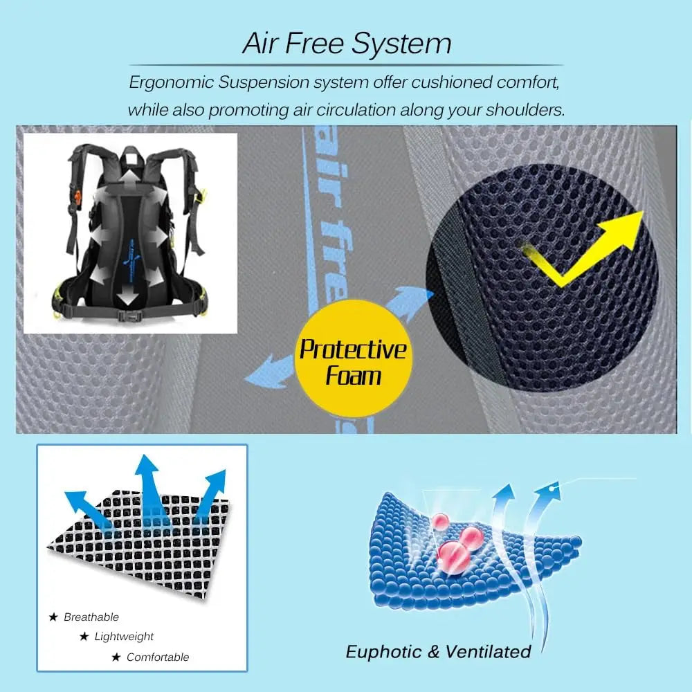Waterproof Nylon Hiking Backpack With Large Capacity For Outdoor Travel