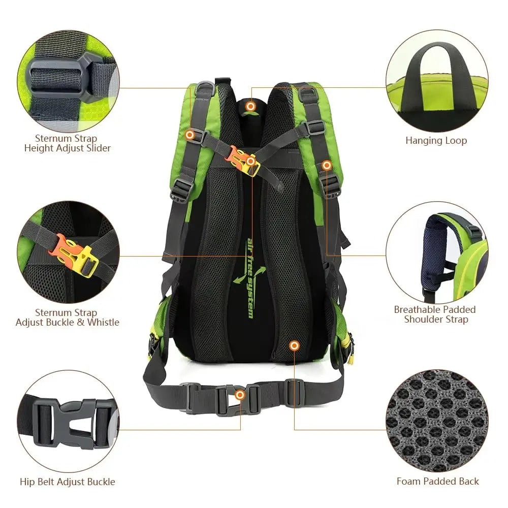 Waterproof Nylon Hiking Backpack With Large Capacity For Outdoor Travel