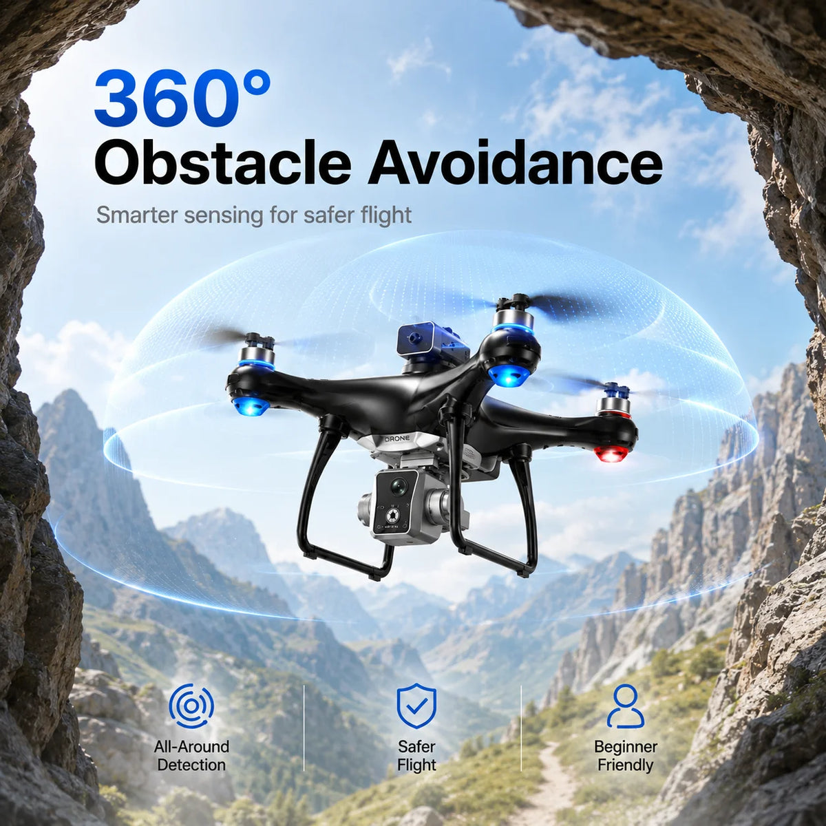 ZNLYRION Brushless Obstacle Avoidance HD Dual Camera RC Quadcopter