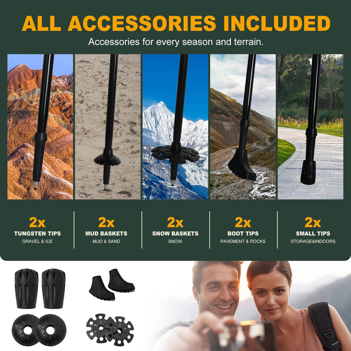 Ultralight Aluminum 5-Section Folding Trekking Pole For Hiking