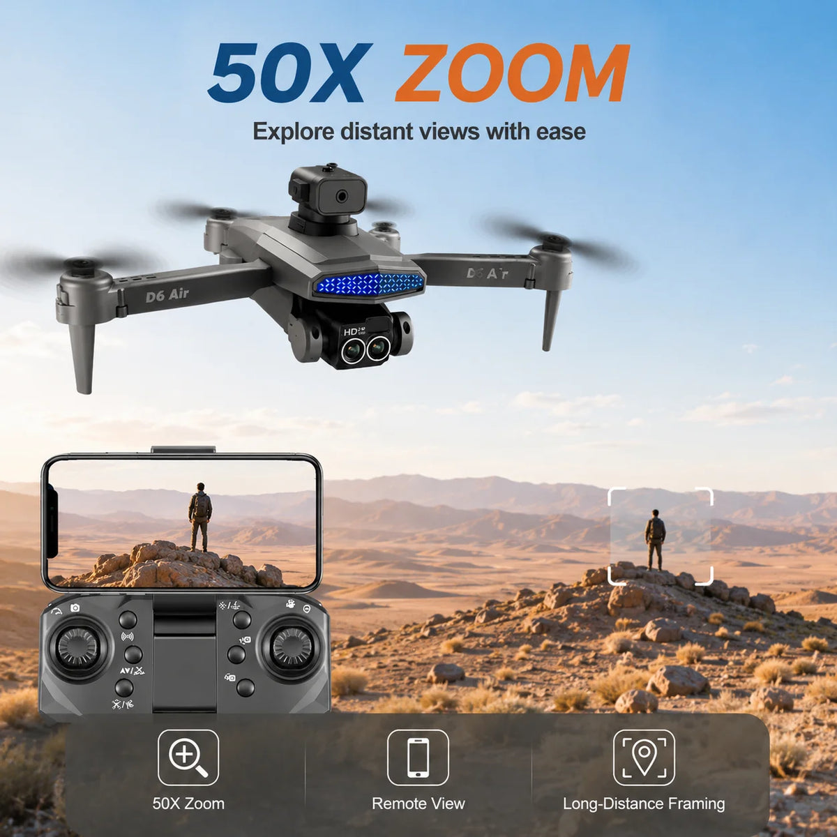 ZNLYRION D6 Foldable 4K Camera FPV Drone With Optical Flow