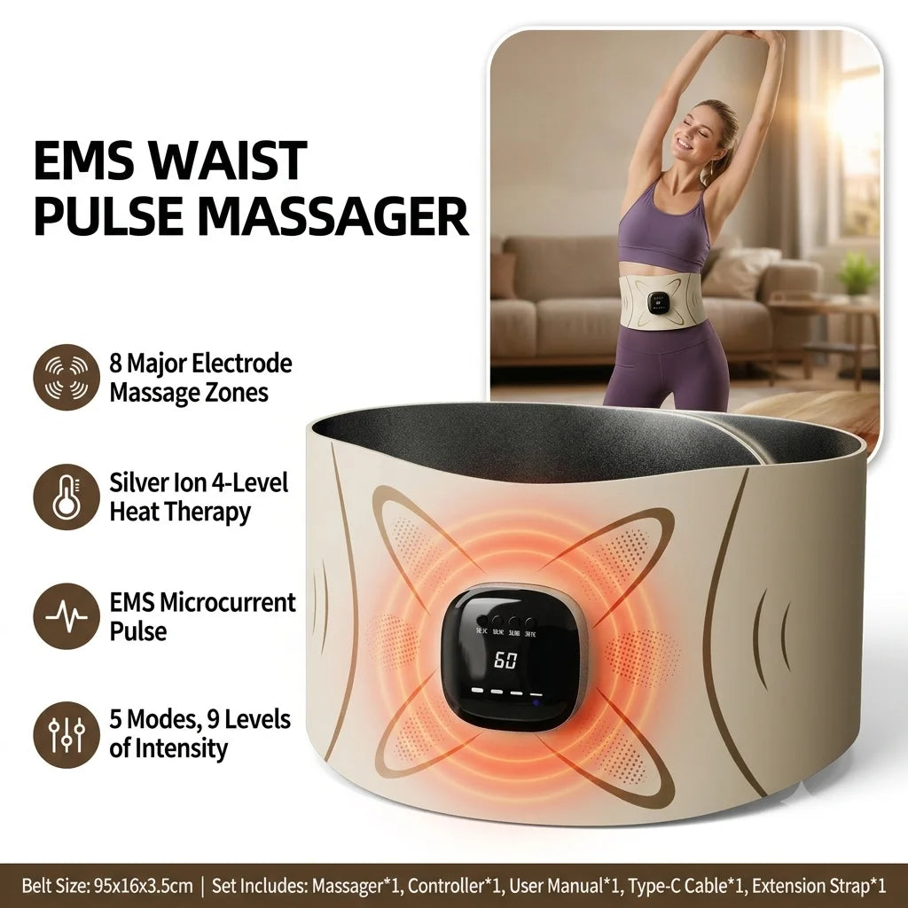 Jitesy EMS Waist Massager Belt With Heat Muscle Stimulator