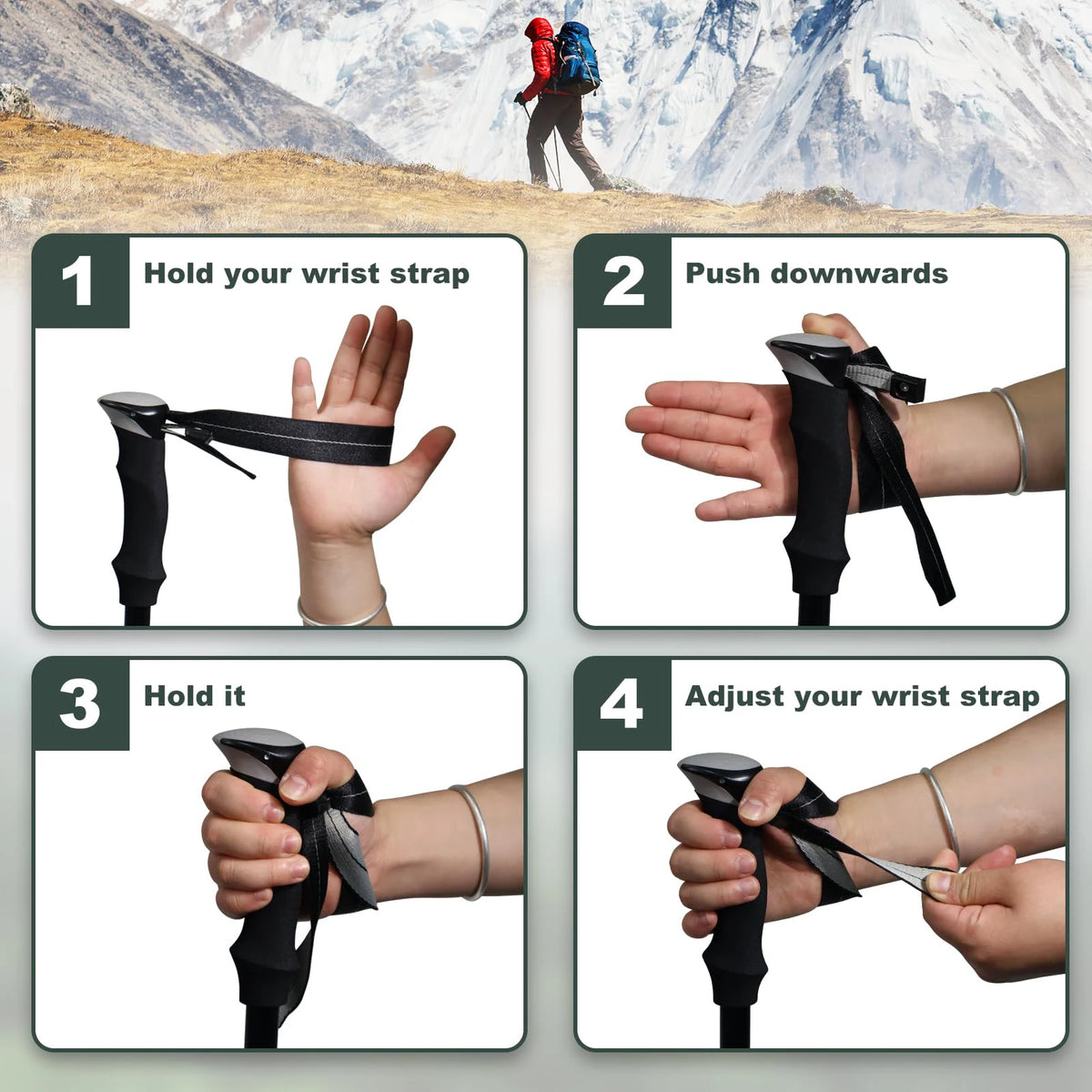 Ultralight Aluminum 5-Section Folding Trekking Pole For Hiking