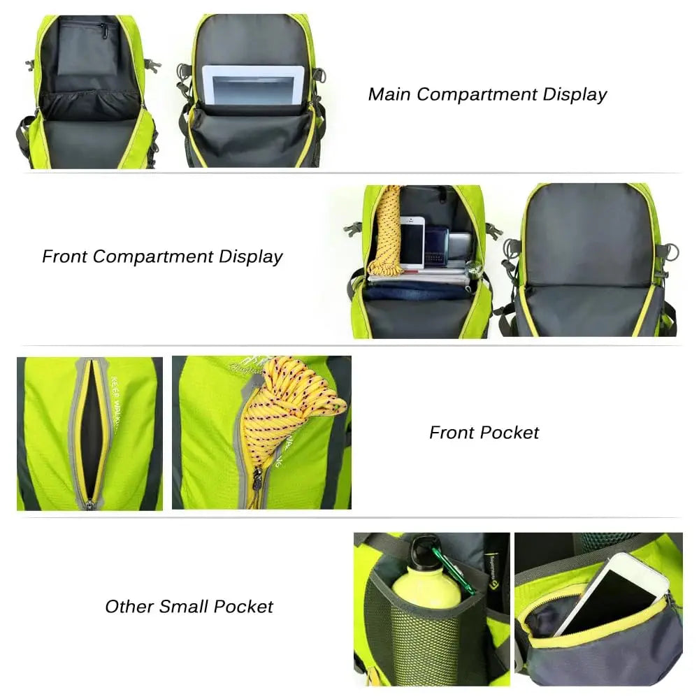 Waterproof Nylon Hiking Backpack With Large Capacity For Outdoor Travel