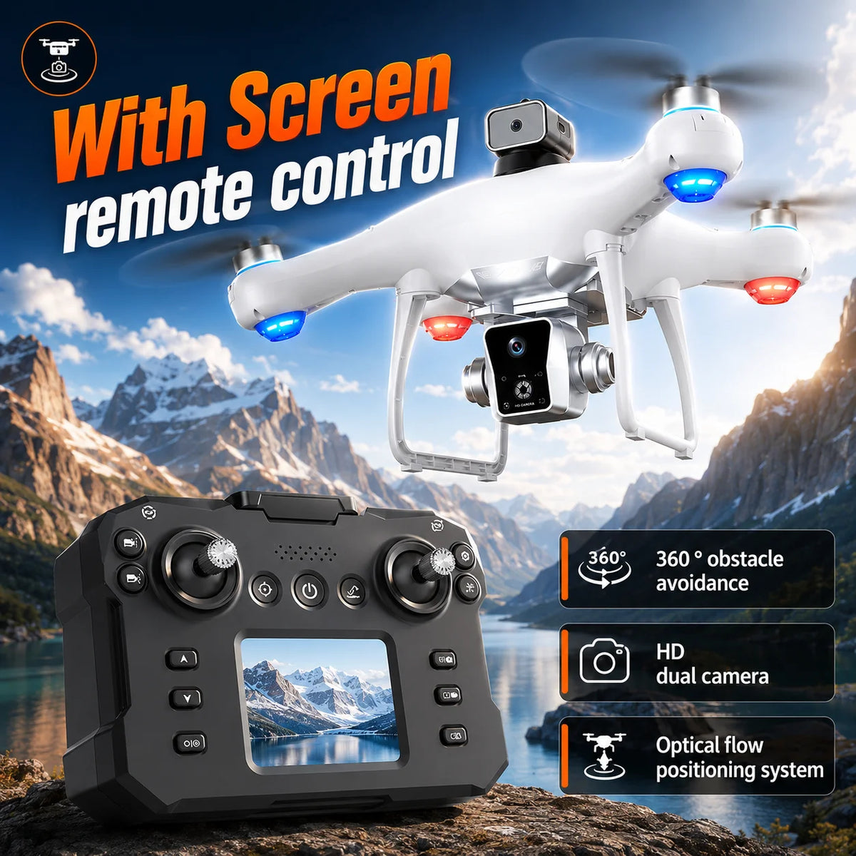 ZNLYRION Brushless Obstacle Avoidance HD Dual Camera RC Quadcopter