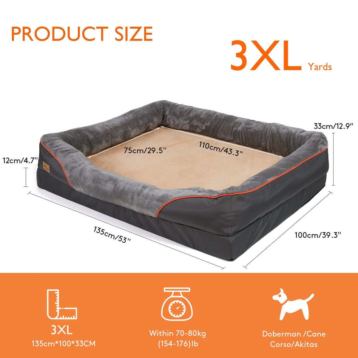 BINGOPAW Comfortable Washable Waterproof Dog Bed With Removable Cover