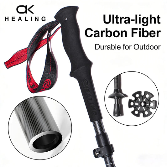 Okhealing Damping Carbon Fiber Trekking Poles Folding Telescopic Hiking