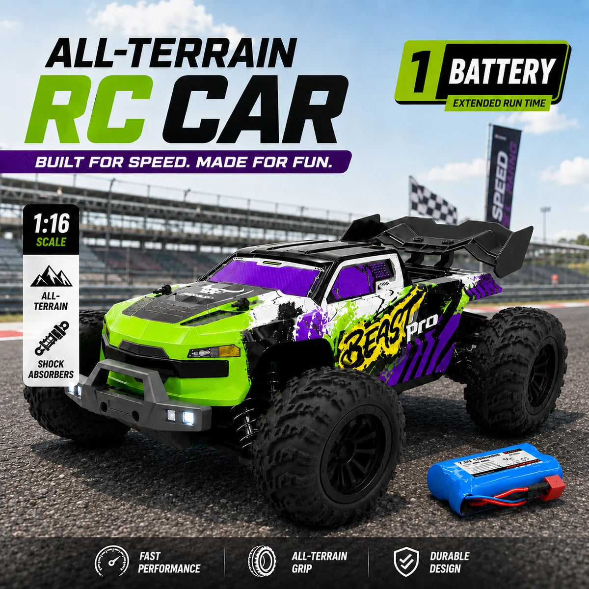 ZNLYRION 4WD Off-Road RC Buggy Remote Control Racing Truck