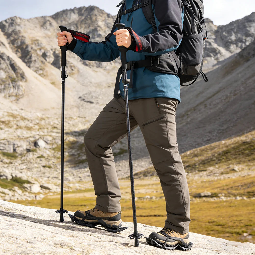 Okhealing Damping Carbon Fiber Trekking Poles Folding Telescopic Hiking