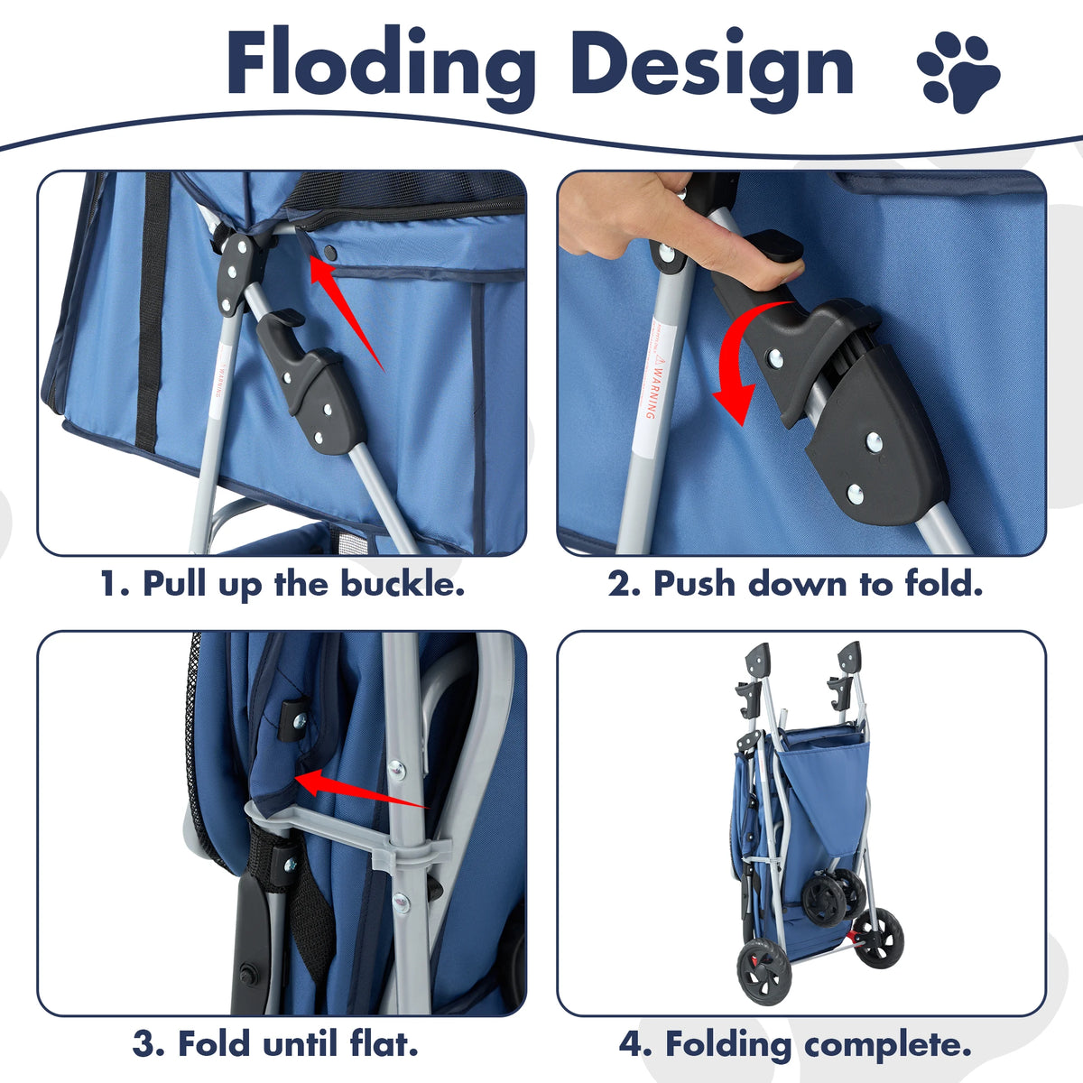 JHK Foldable Pet Stroller for Small Dogs and Cats Outdoors
