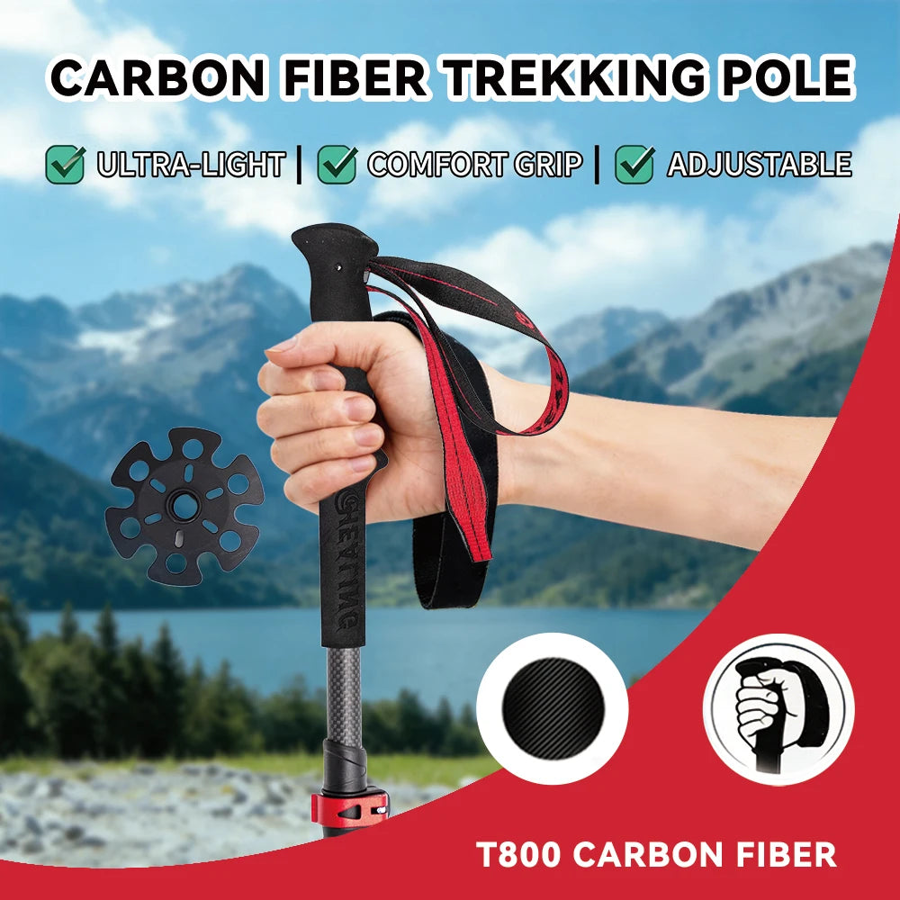 Okhealing Damping Carbon Fiber Trekking Poles Folding Telescopic Hiking