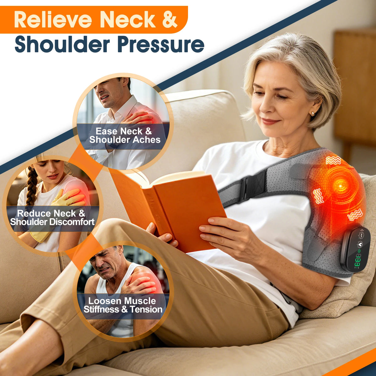 Hailicare Cordless Heated Shoulder Massager With Vibration Therapy