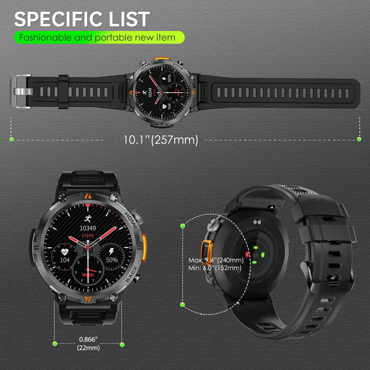EIGIIS KE3 Bluetooth Call Smartwatch with Heart Rate Monitor