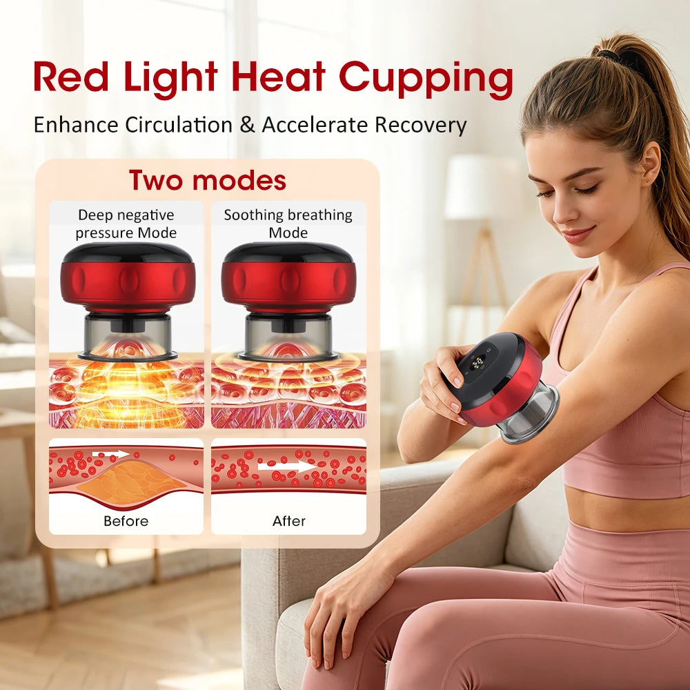 Smart Electric Vacuum Cupping Massager With Heating And Gua Sha