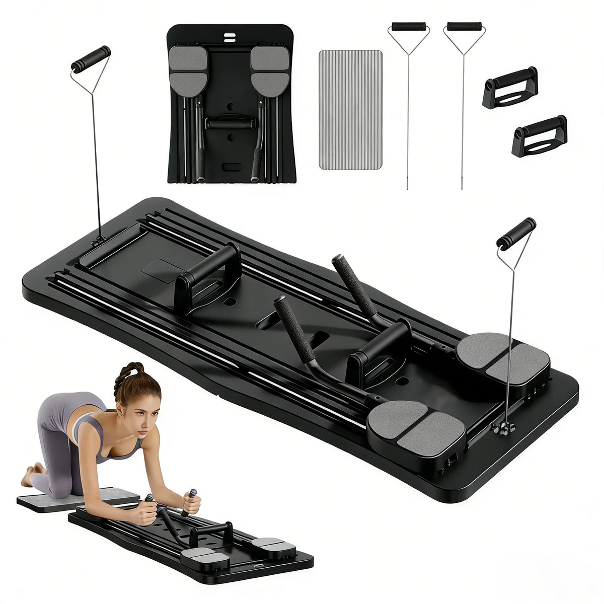 Foldable Multifunctional Home Workout Board With Resistance Bands And Handles