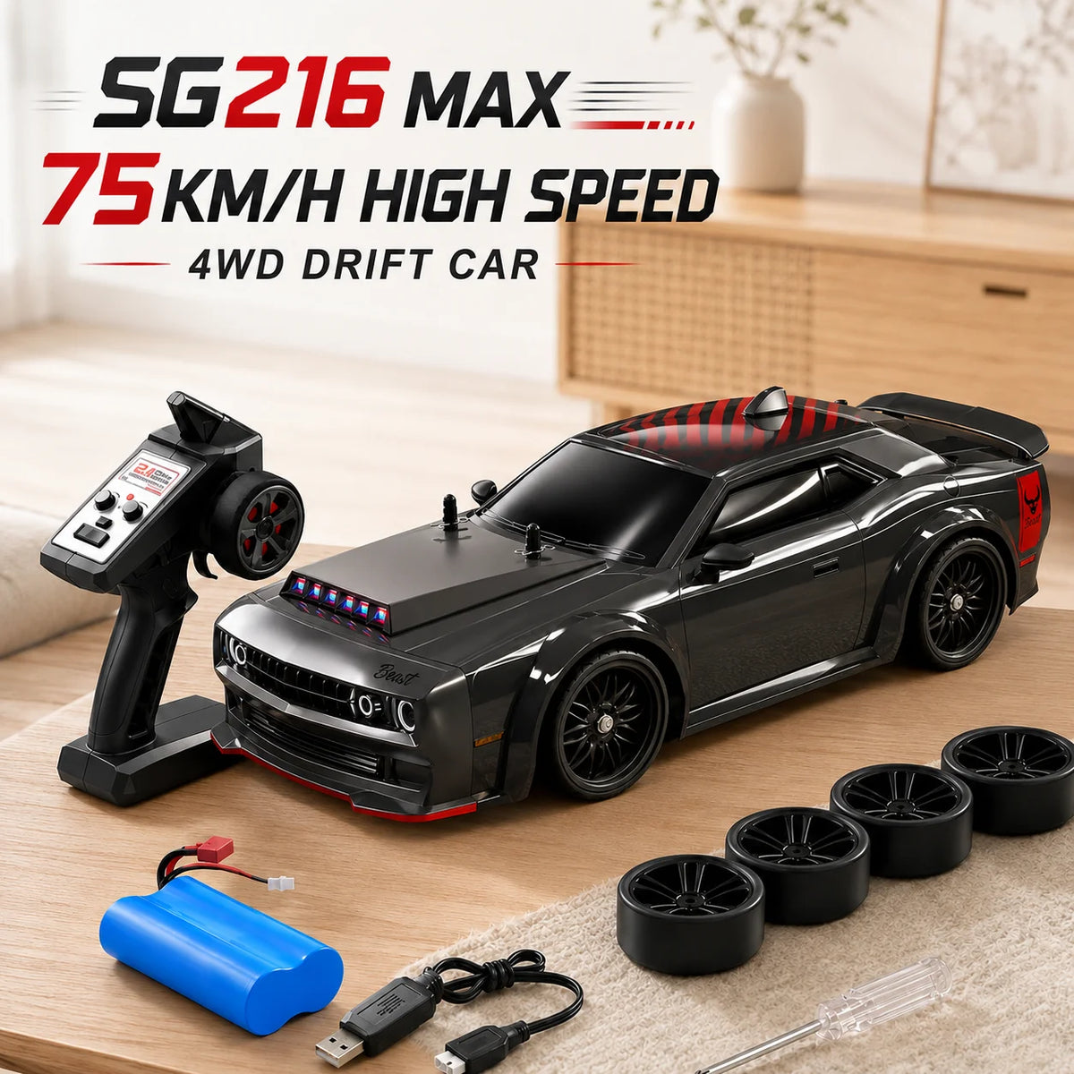 ZNLYRION Brushless RC Drift Car With 4WD Racing Action Lights
