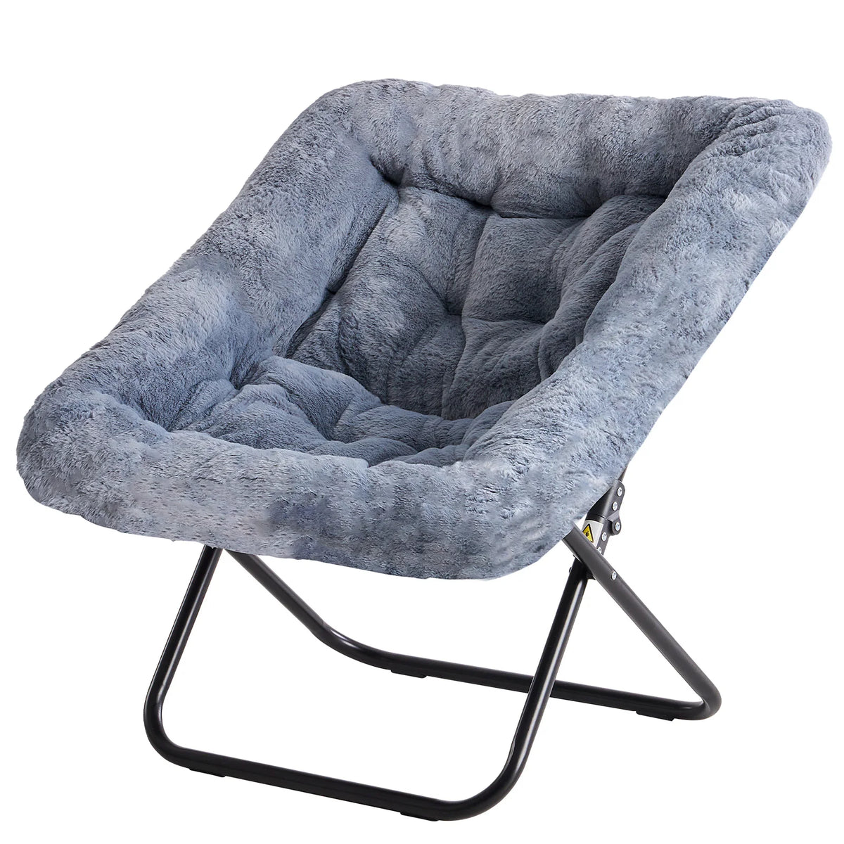 JHK Faux Fur Folding Saucer Chair With Padded Metal Frame