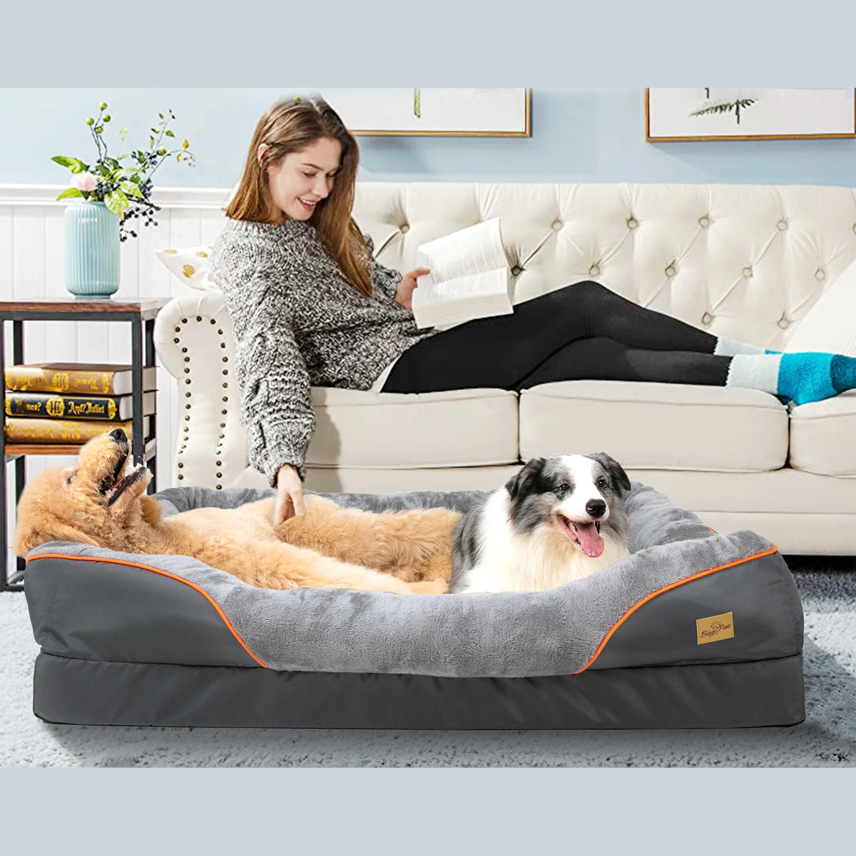 BINGOPAW Waterproof Dog Bed With Removable Washable Fleece Cover