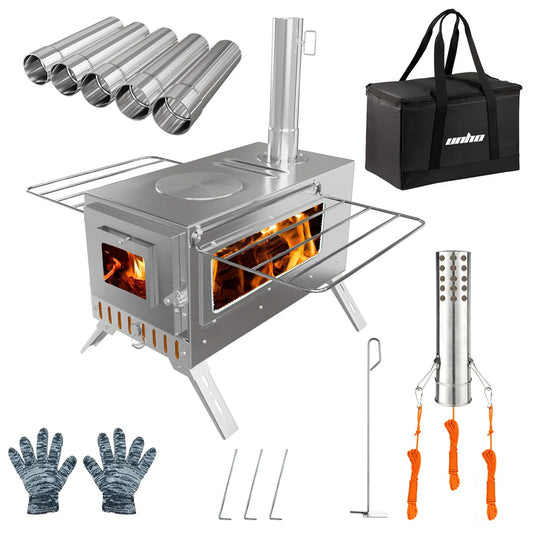 Unho Portable Wood Burning Tent Stove for Outdoor Heating and Cooking