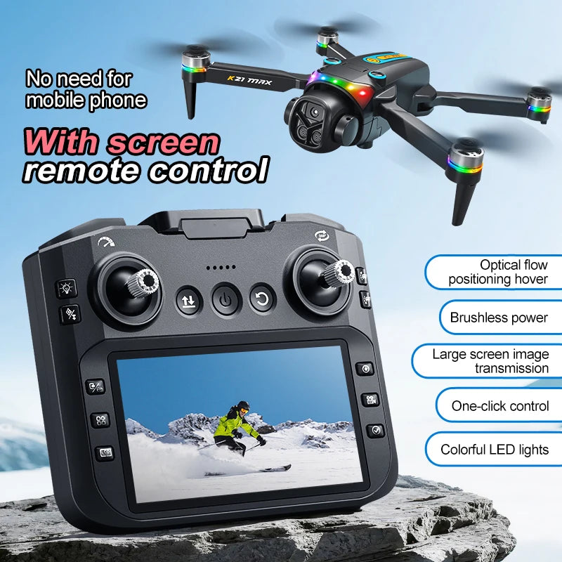 K21MAX Drone With Screen Remote, Optical Flow And Auto Return