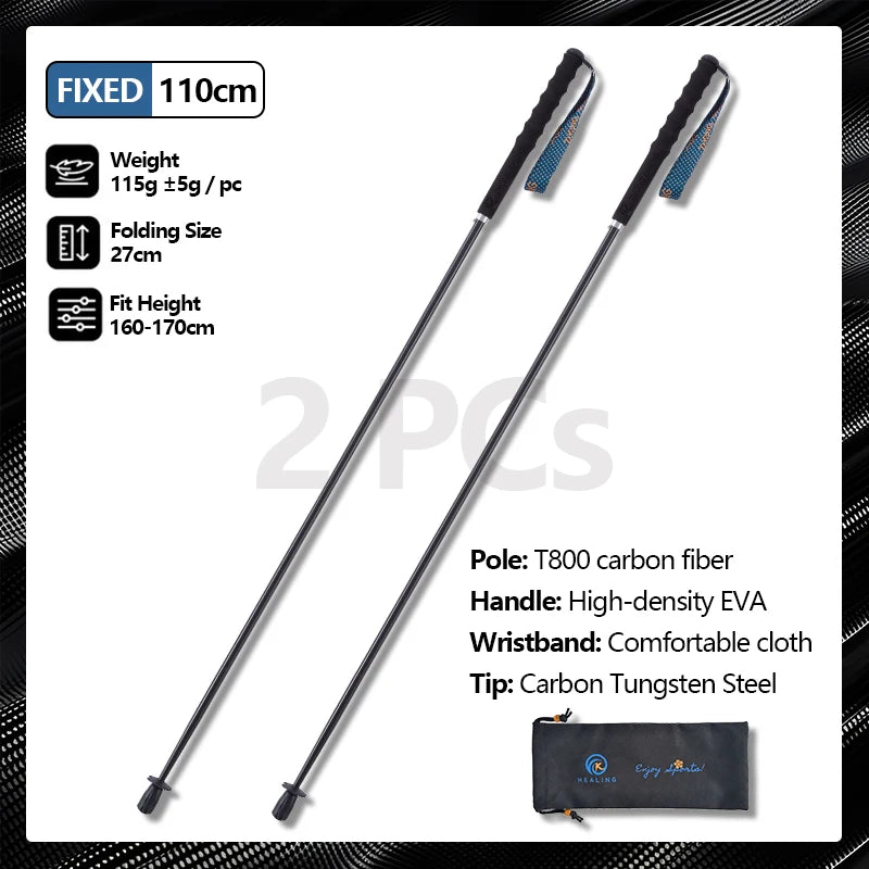 Okhealing Lightweight Carbon Fiber Telescopic Trekking Poles For Hiking