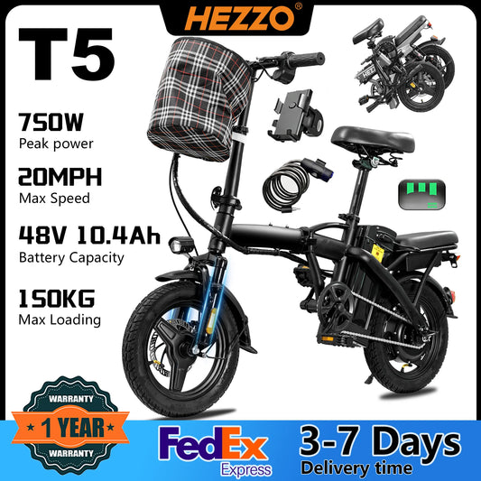 Hezzo 750W Peak Folding Electric Bike For Adult Commuters