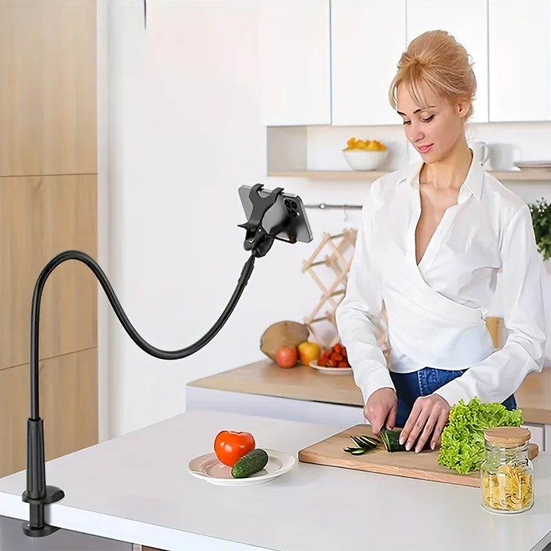 Stainless Steel Flexible Gooseneck Lazy Phone Mount Bracket with Handle