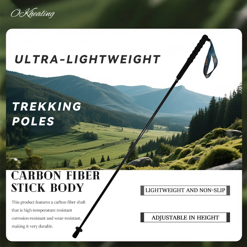 Okhealing Lightweight Carbon Fiber Telescopic Trekking Poles For Hiking