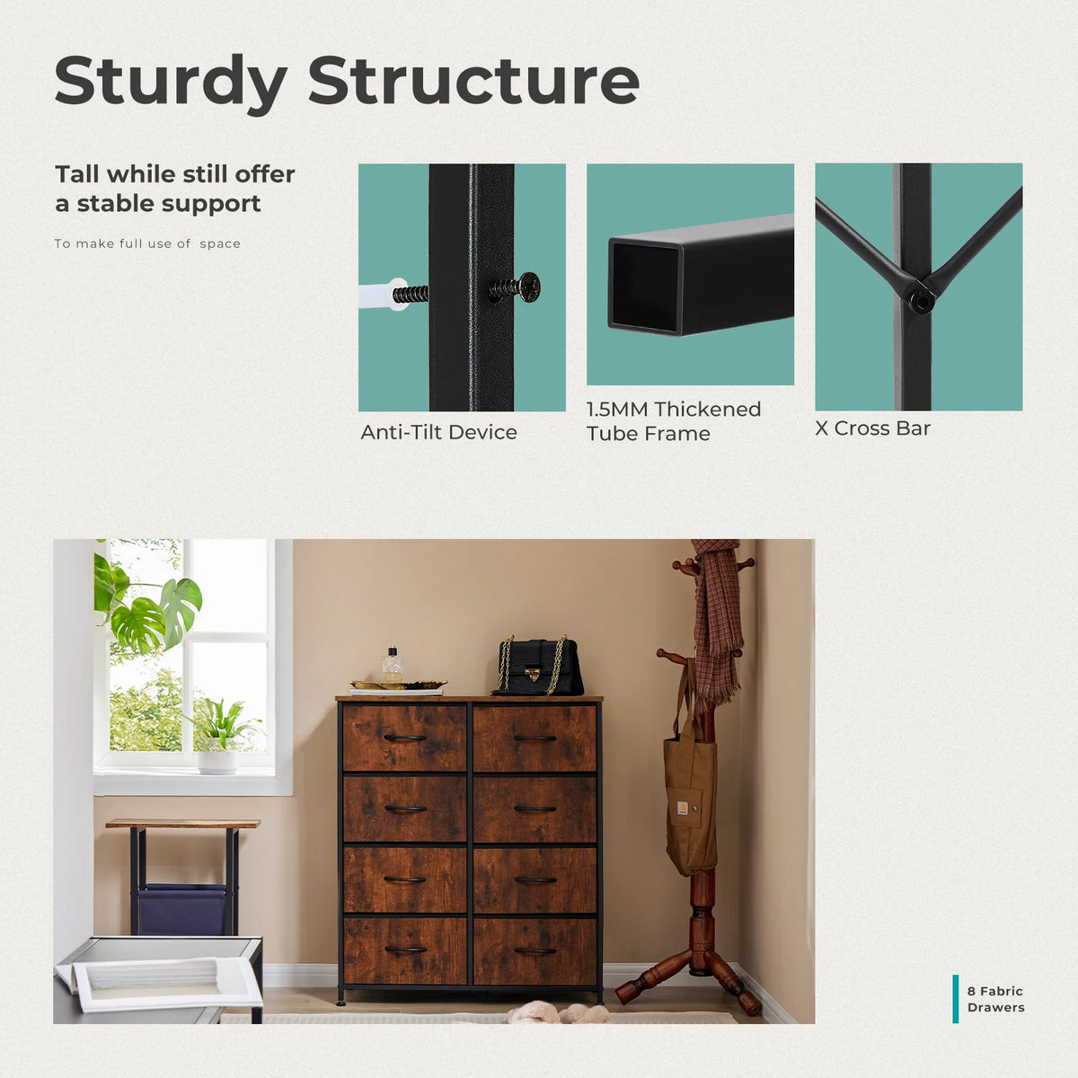MCQ Modern Fabric Storage Cabinet With Drawers For Living Room