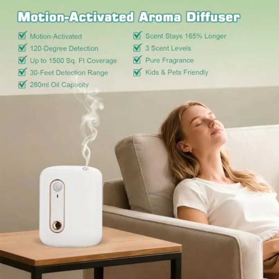 Waterless Motion Activated Essential Oil Diffuser for Home and Office