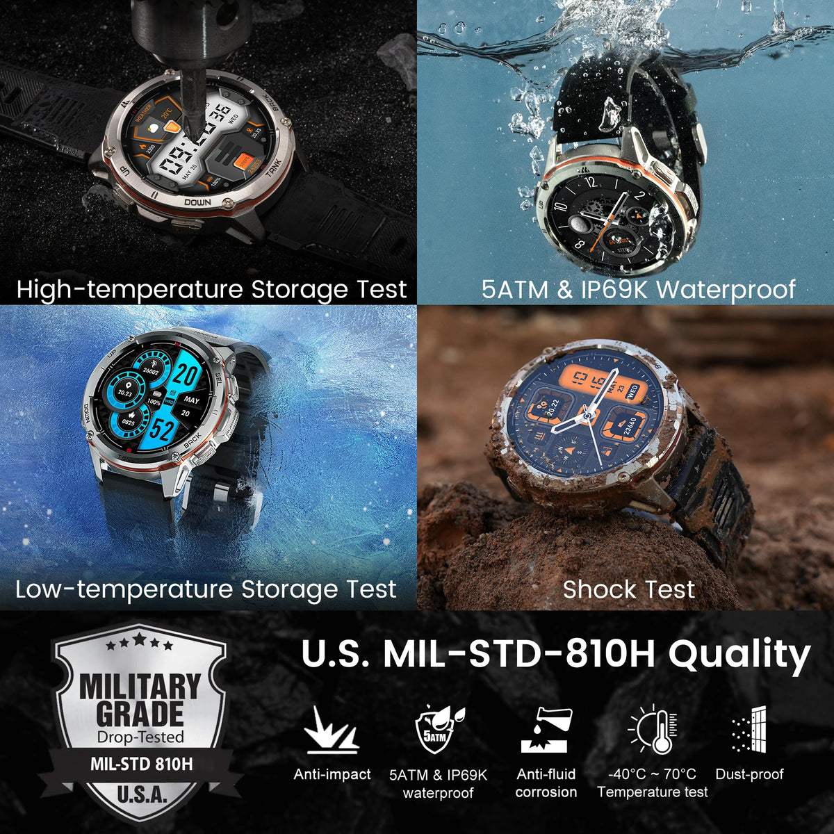 Kospet Tank T3 Ultra Rugged Gps Smartwatch Amoled Fitness Bluetooth