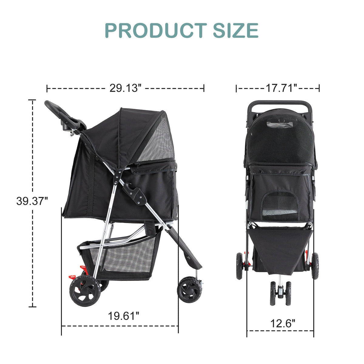 JHK Foldable Pet Stroller for Small Dogs and Cats Outdoors