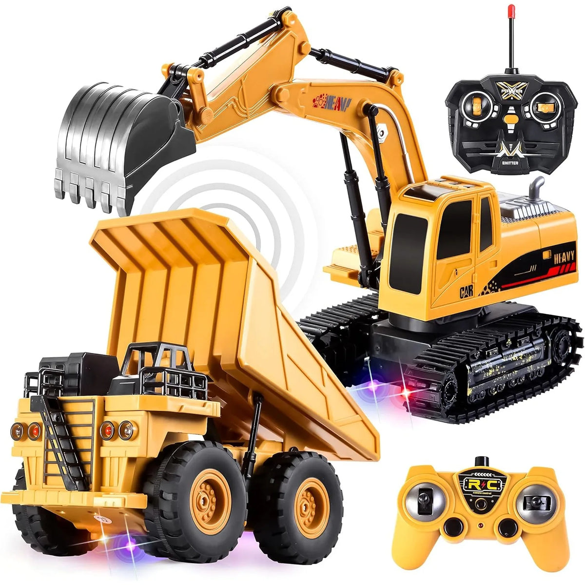 Joyfy 2Pcs RC Construction Vehicle Toy Set Excavator And Truck
