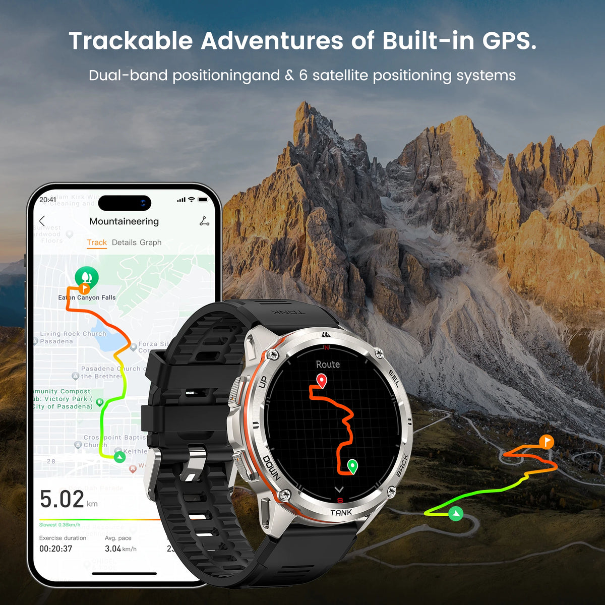 Kospet Tank T3 Ultra Rugged Gps Smartwatch Amoled Fitness Bluetooth