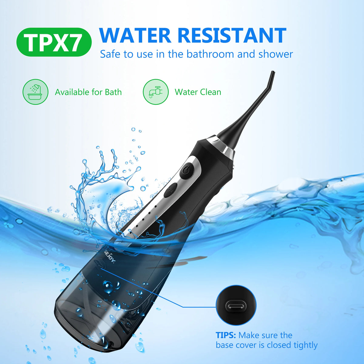 Sejoy Portable Electric Water Flosser With Multiple Cleaning Modes